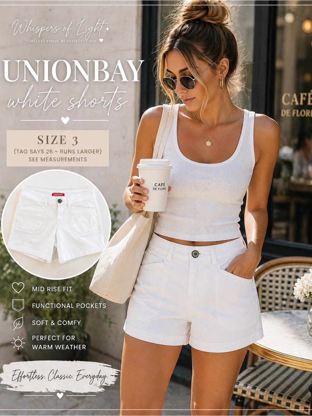 Unionbay White Shorts Size 3 Mid Rise Clean Girl Summer Casual